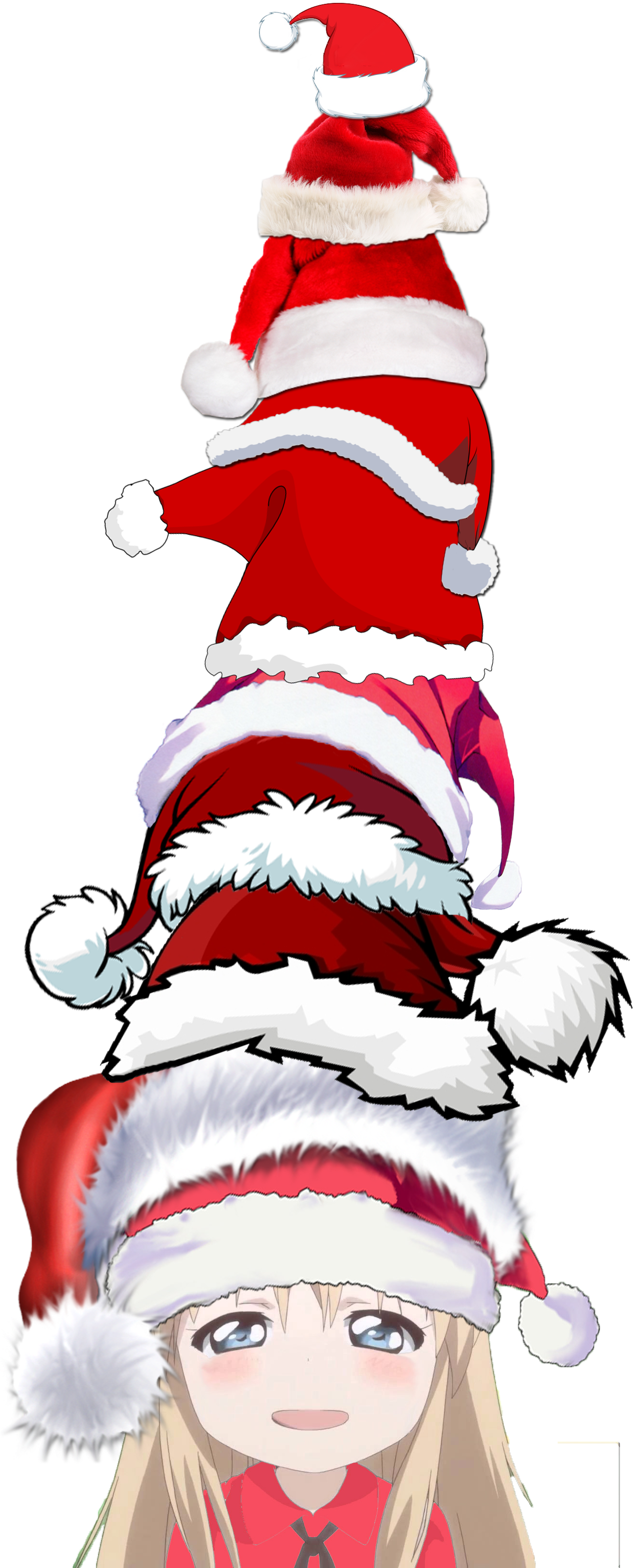 Stacked Santa Hats Anime Character