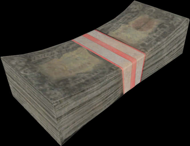 Stackof Cash3 D Rendering PNG with transparent background