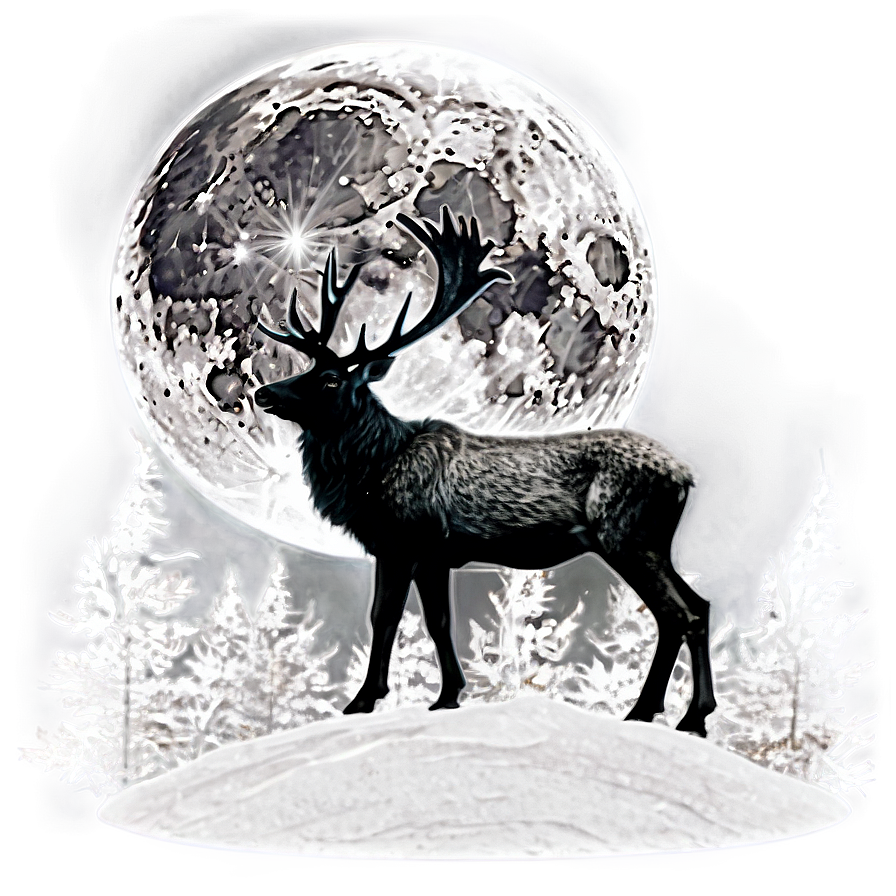 Stag And Full Moon Png Lag