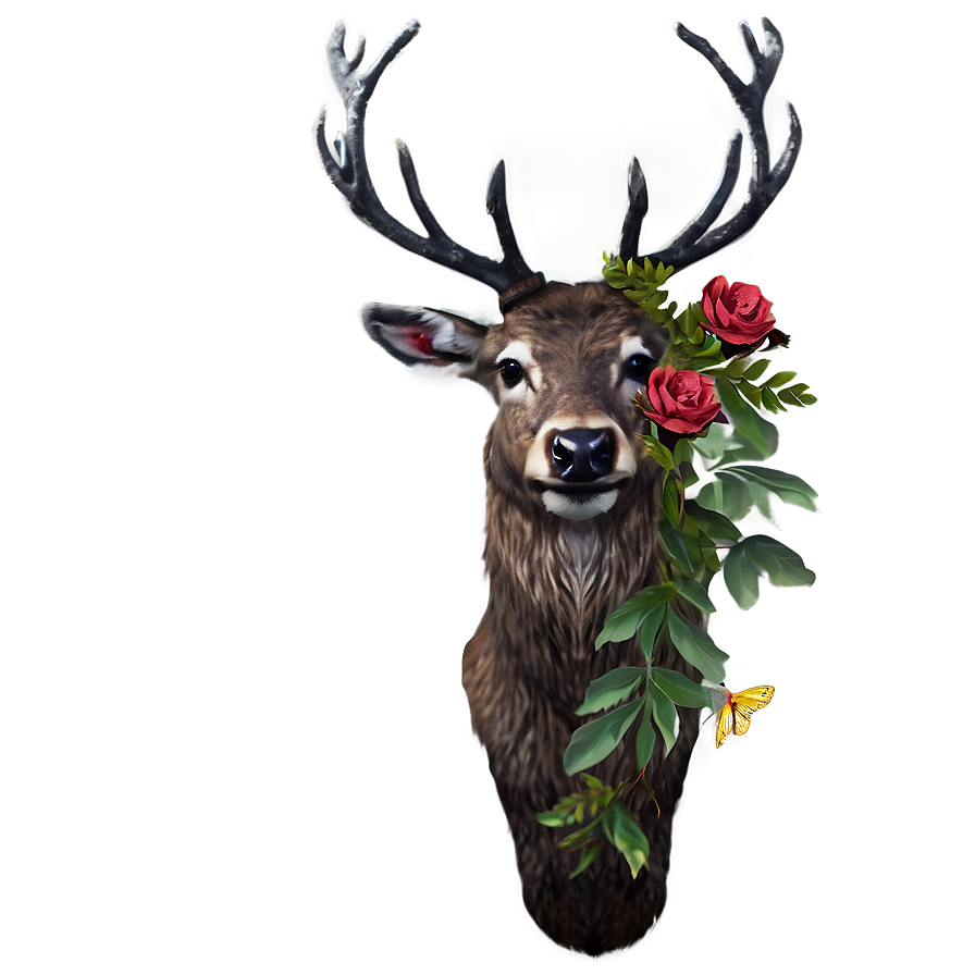 Stag With Flowers Png Exx