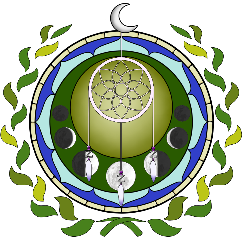 Stained Glass_ Crescent Moon And Seed Of Life.png PNG with transparent background