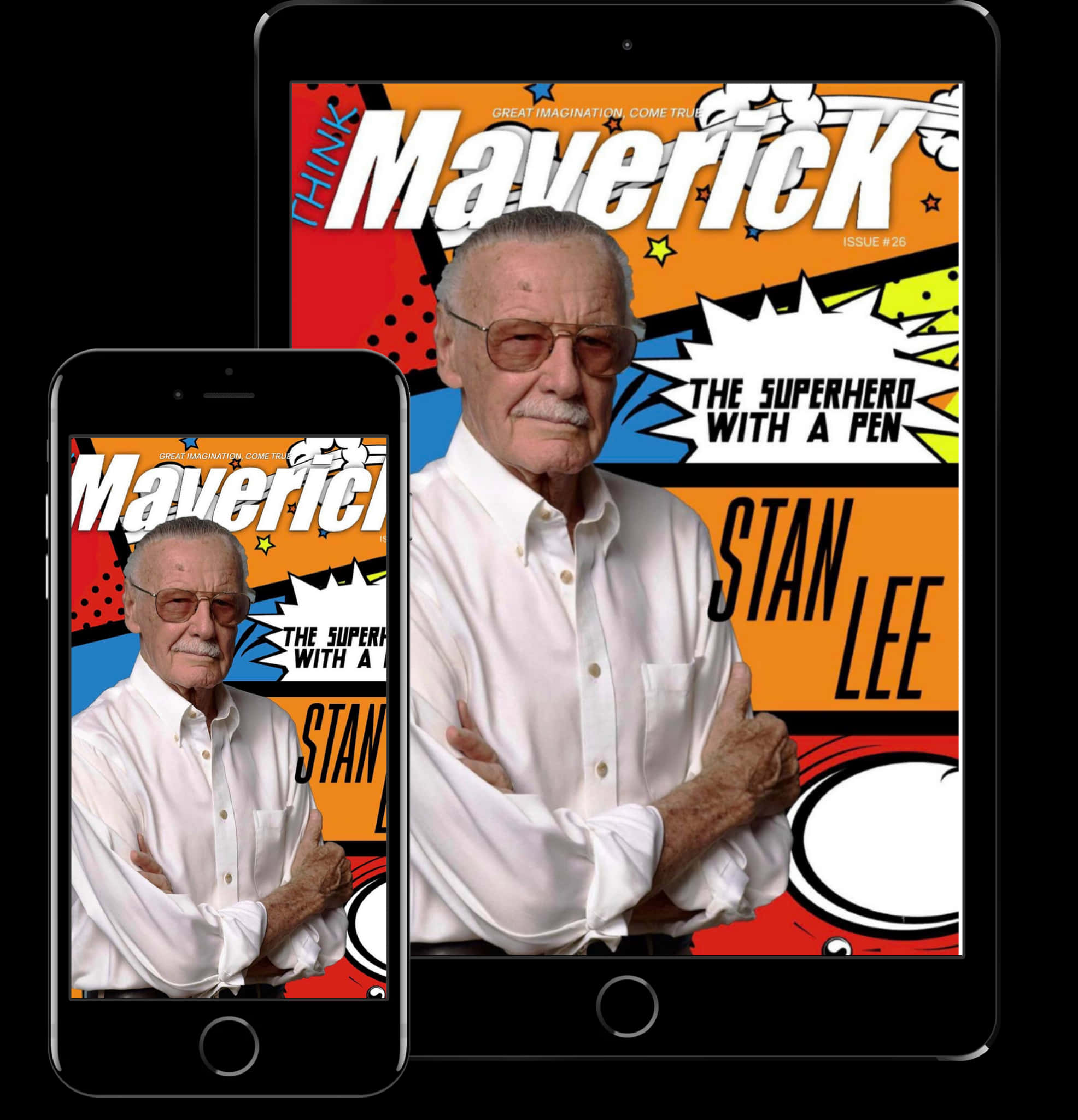 Stan Lee Comic Magazine Cover Mobile Tablet Display