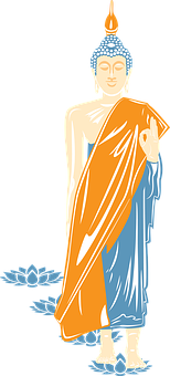 Standing Buddha Graphic PNG with transparent background