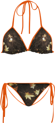 Fallen Leaves Custom Bikini Swimsuit - Thin Blue Line Bikini Top PNG image with a transparent background, free high-resolution download