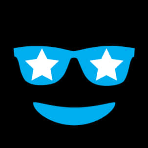 Star Sunglasses Smiley Face Emoji PNG with transparent background