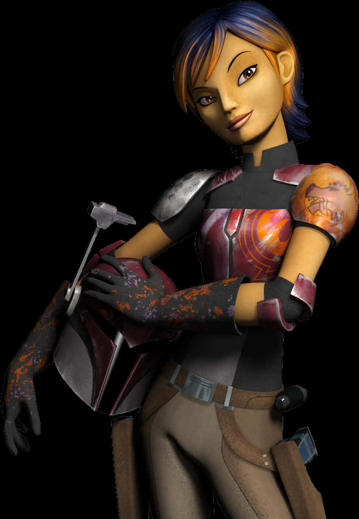 Star Wars Animated Character Sabine Wren PNG with transparent background