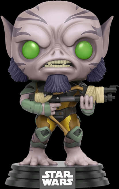 Star Wars Green Eyed Alien Figurewith Blaster PNG with transparent background