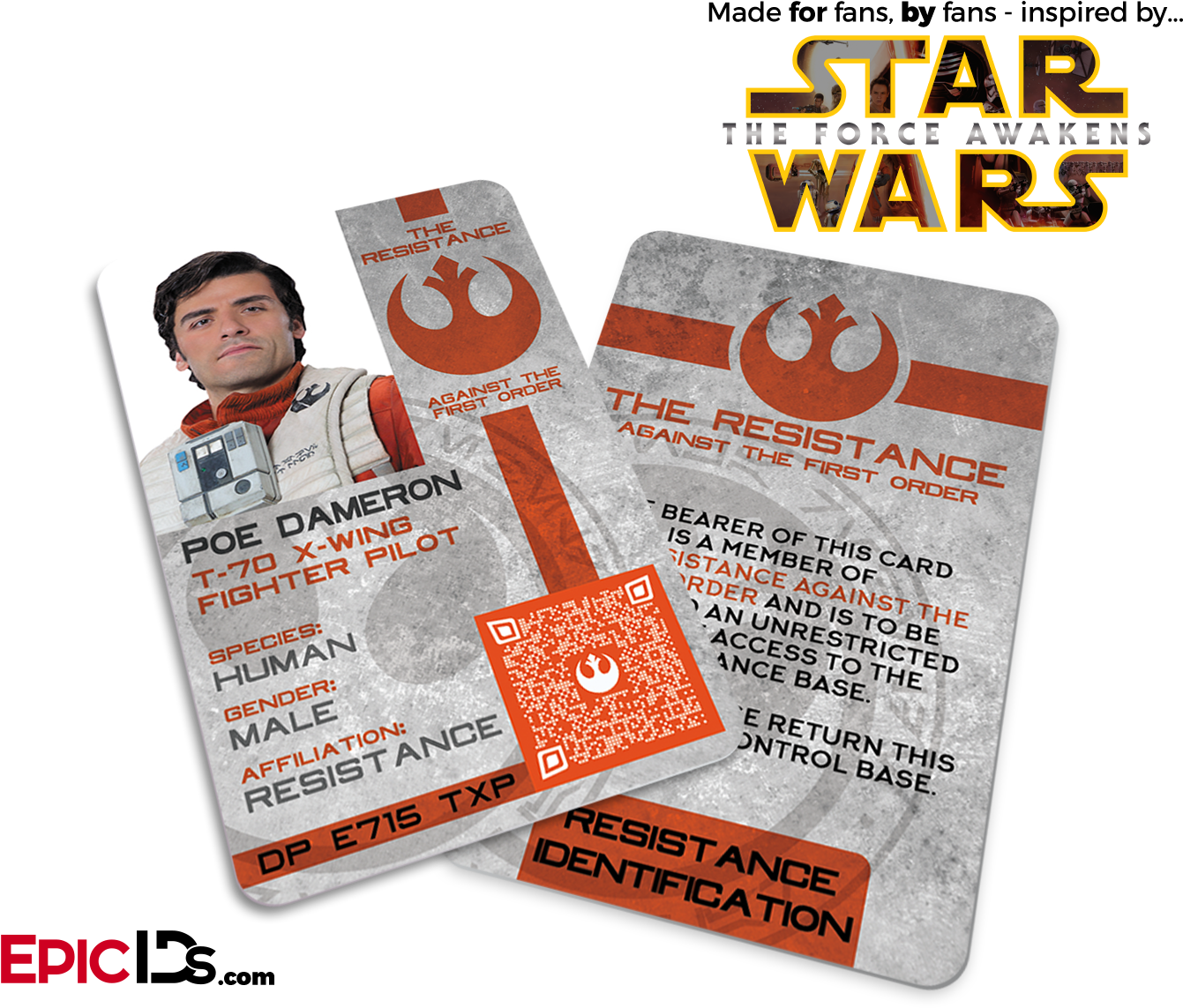 Star Wars Resistance I D Card Poe Dameron PNG with transparent background