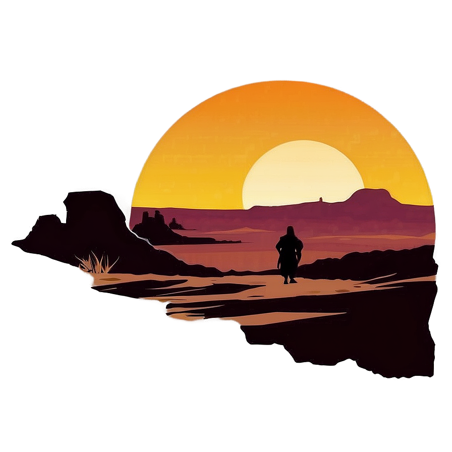 Star Wars Tatooine Sunset Silhouette Png 93