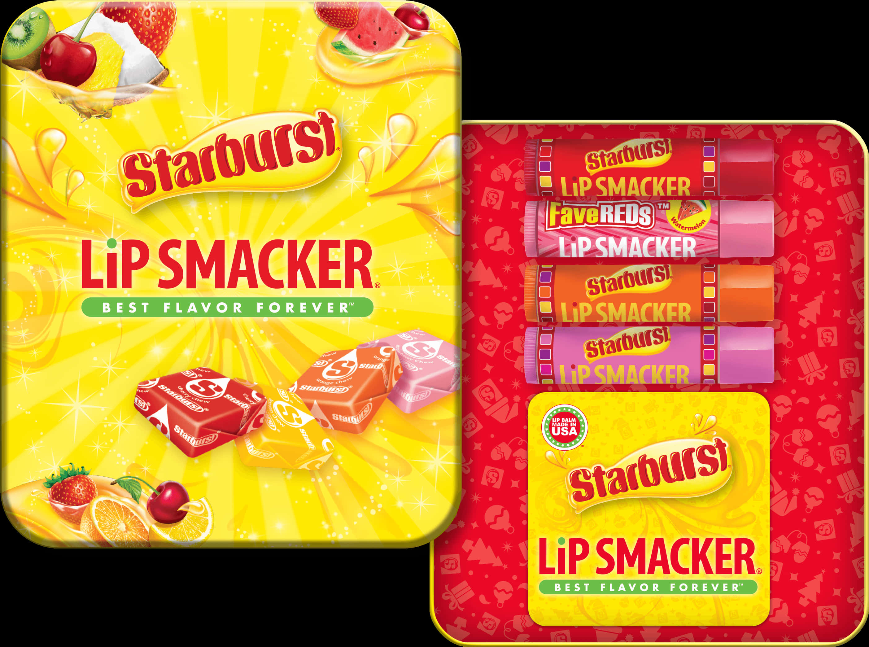 Starburst Lip Smacker Flavored Lip Balm Set PNG image with a transparent background, free high-resolution download