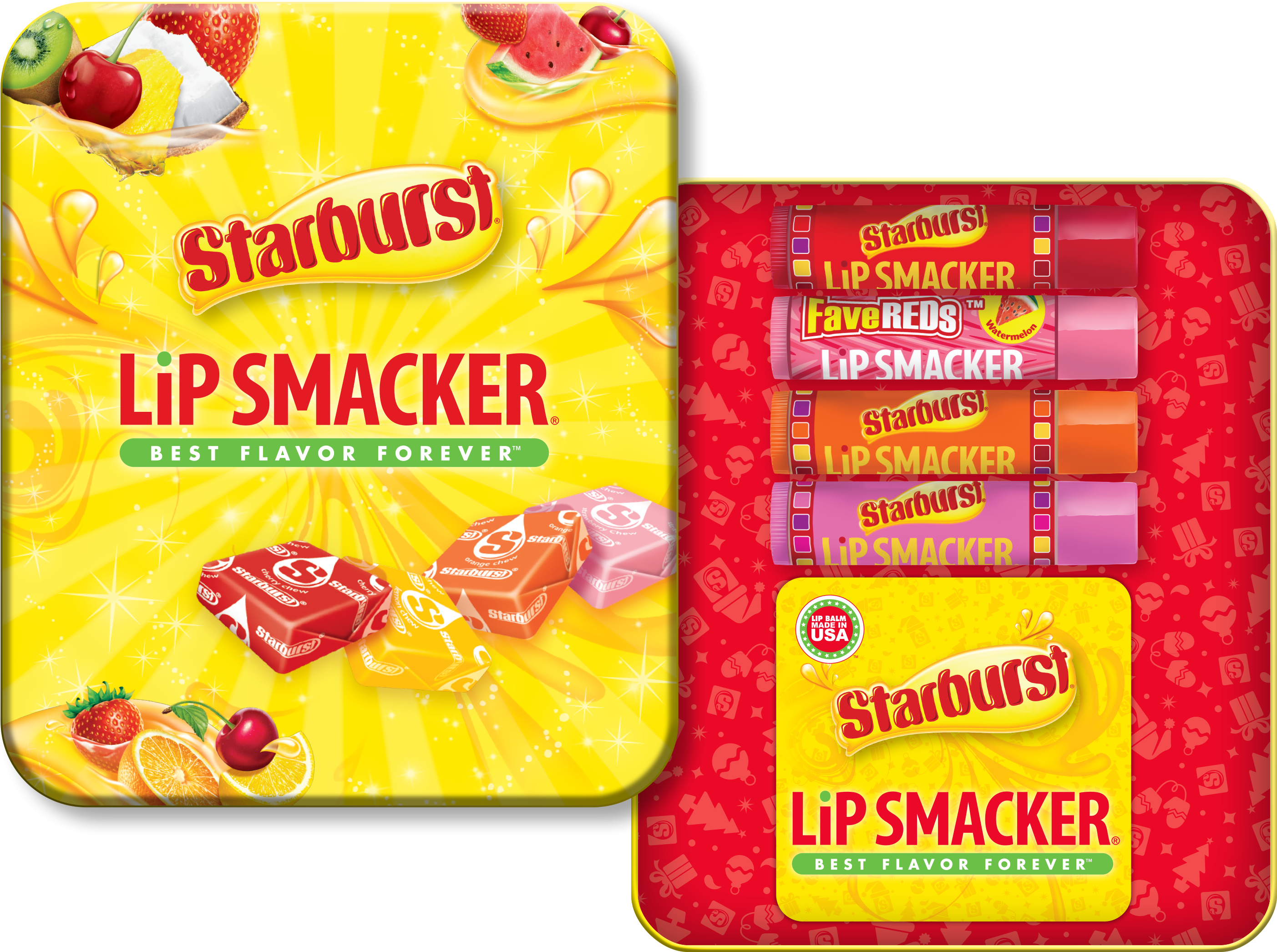 Starburst Lip Smacker Flavored Lip Balm Set PNG with transparent background