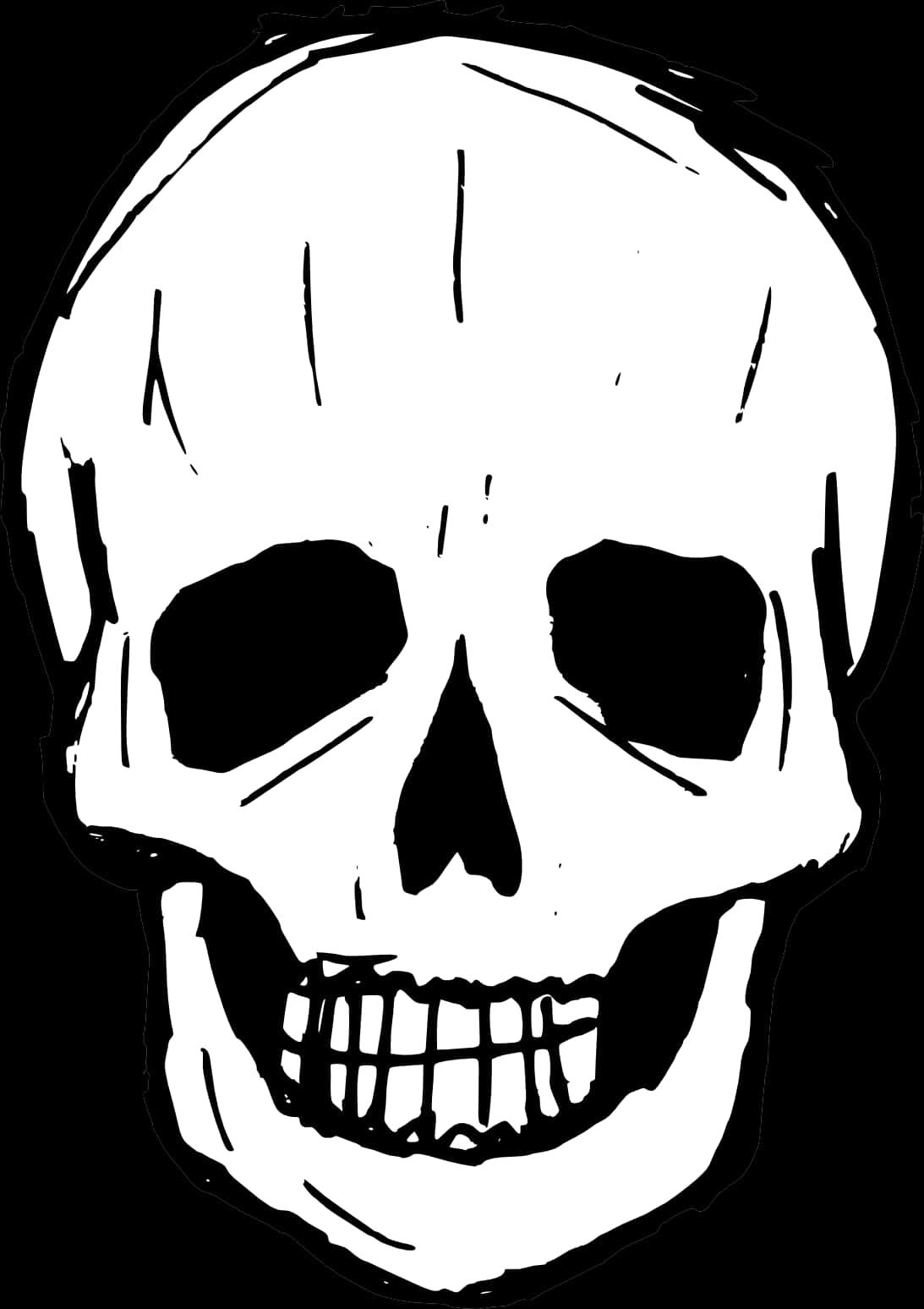 Stark Blackand White Skull Illustration