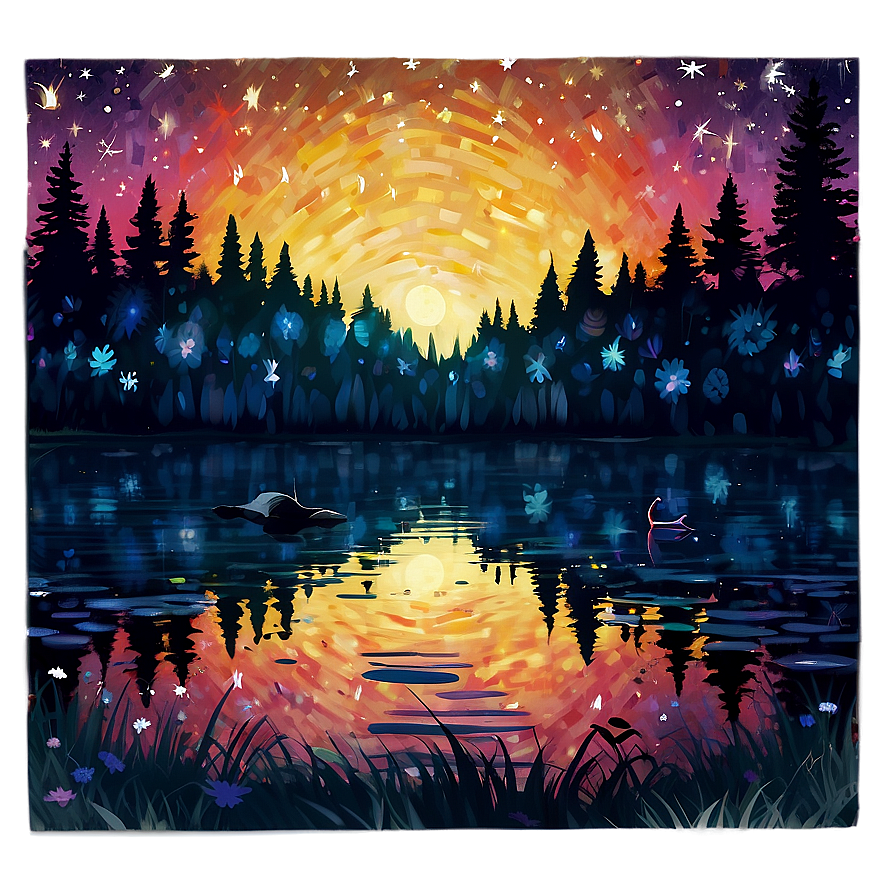 Starry Night Lake Life Png 54