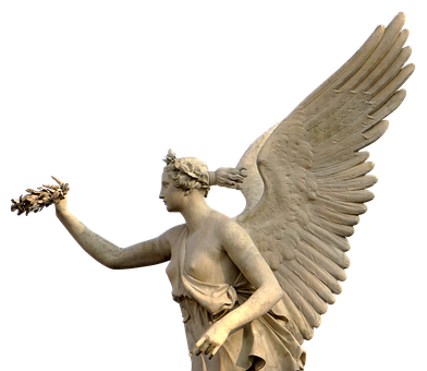 Statuesque Angel Holding Flowers PNG with transparent background
