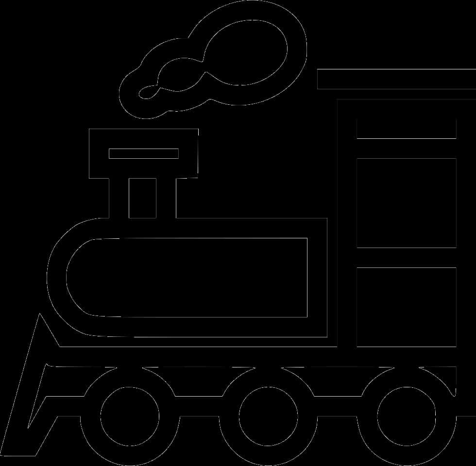 Steam Train Silhouette Outline PNG with transparent background