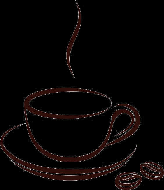 Steaming Coffee Cup Outline