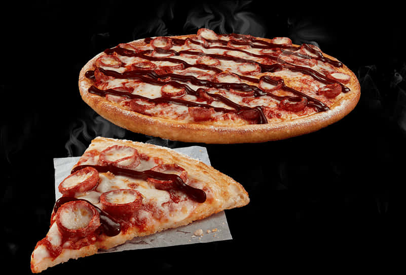 Steaming Hot Pepperoni Pizzawith B B Q Drizzle