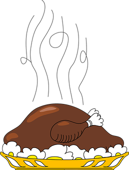 Steaming Roast Turkeyon Platter PNG with transparent background