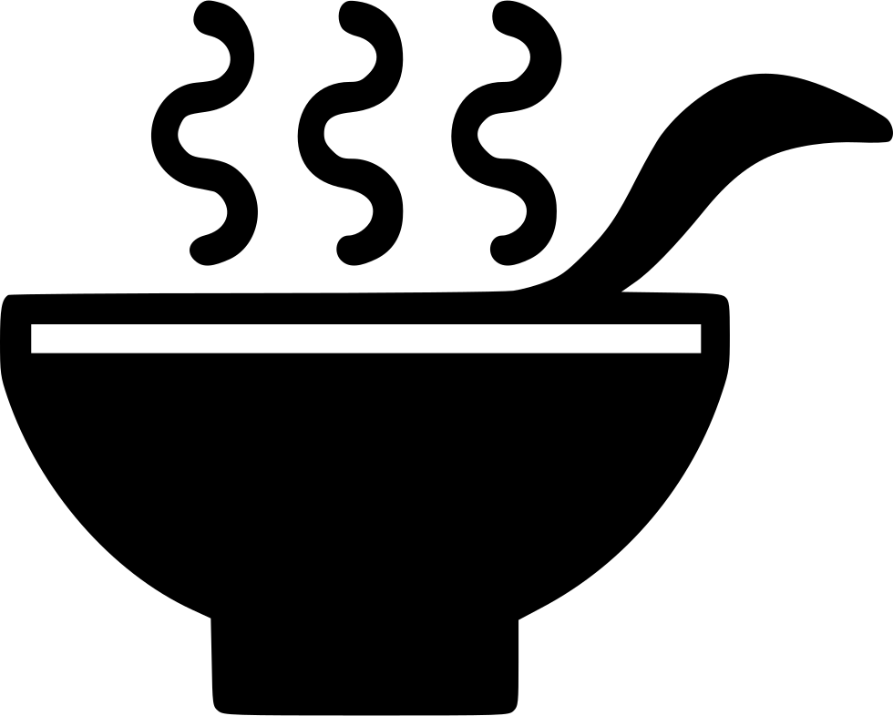Drink Healthy Hot Soup Bowl Spoon - Black And White Bowl Of Soup, HD Png Download PNG with transparent background