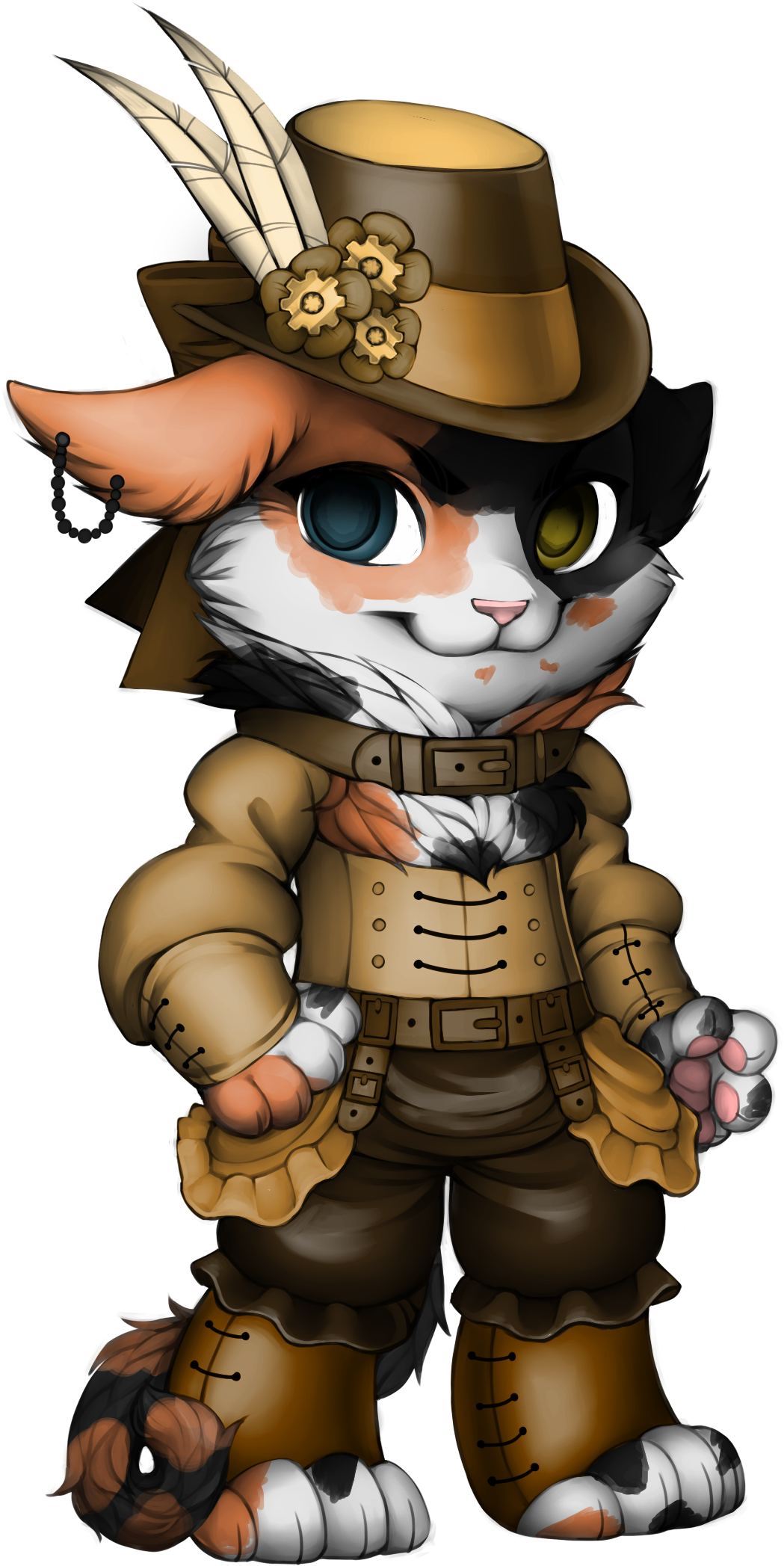 Steampunk Calico Cat Character