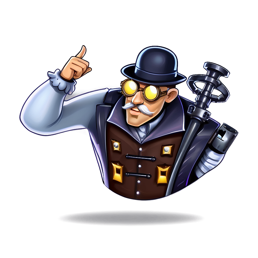 Steampunk Inventor Cartoon Character Png 24