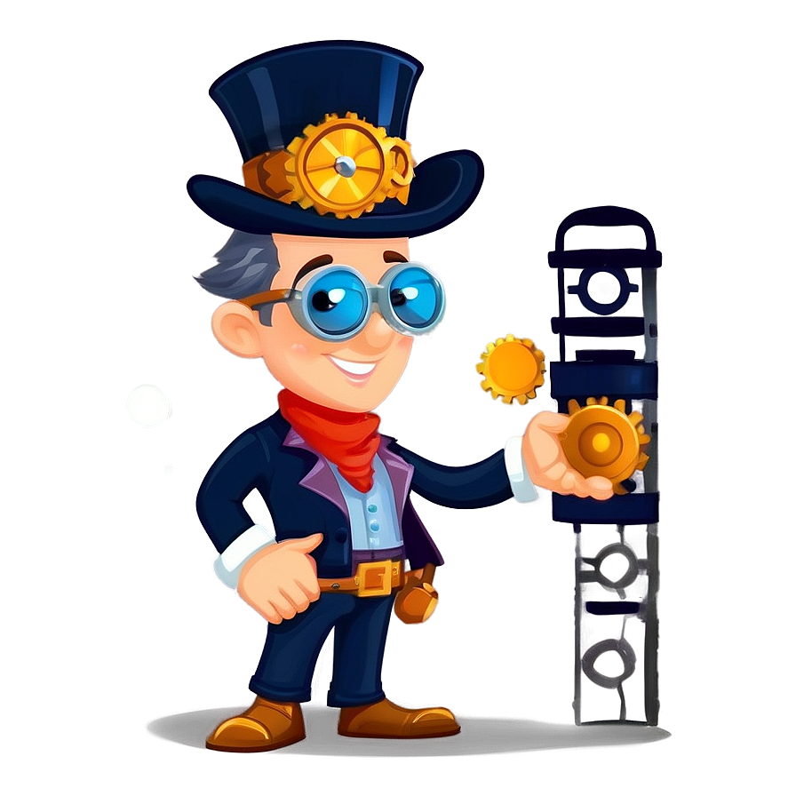 Steampunk Inventor Cartoon Character Png Oub