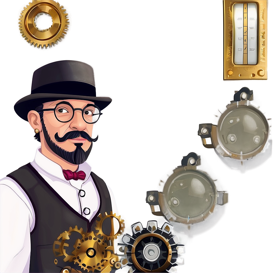 Steampunk Inventor Portrait Png Lur