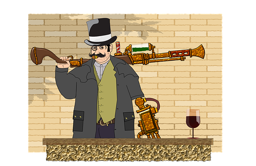 Steampunk Musician Cartoon