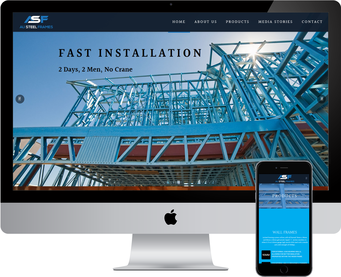 Steel Frame Construction Website Mockup