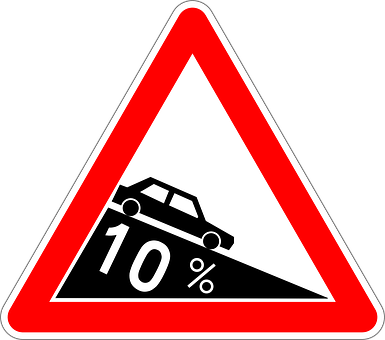 Steep Gradient Traffic Sign PNG with transparent background