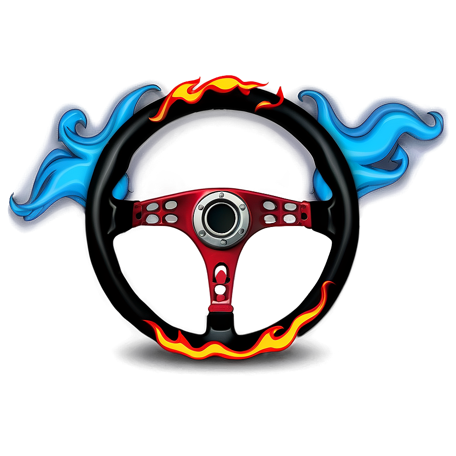 Steering Wheel With Flames Design Png 05252024