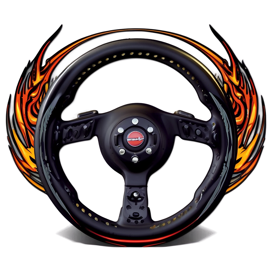 Steering Wheel With Flames Design Png 73