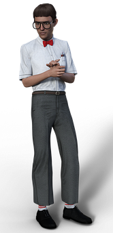 Stereotypical Nerd Character PNG with transparent background