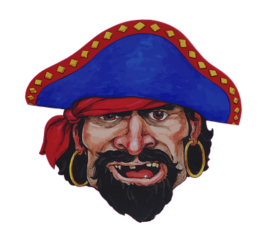 Stern Pirate Cartoon Illustration PNG with transparent background