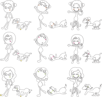 Stick Figure Girland Dog Interactions