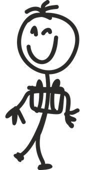 Stick Figure Sketch_ Happy Pose PNG with transparent background