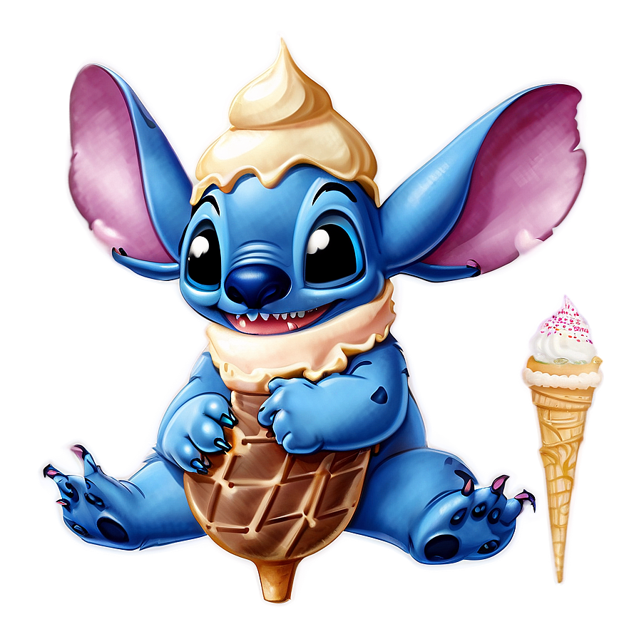 Stitch Eating Ice Cream PNG iwg PNG with transparent background