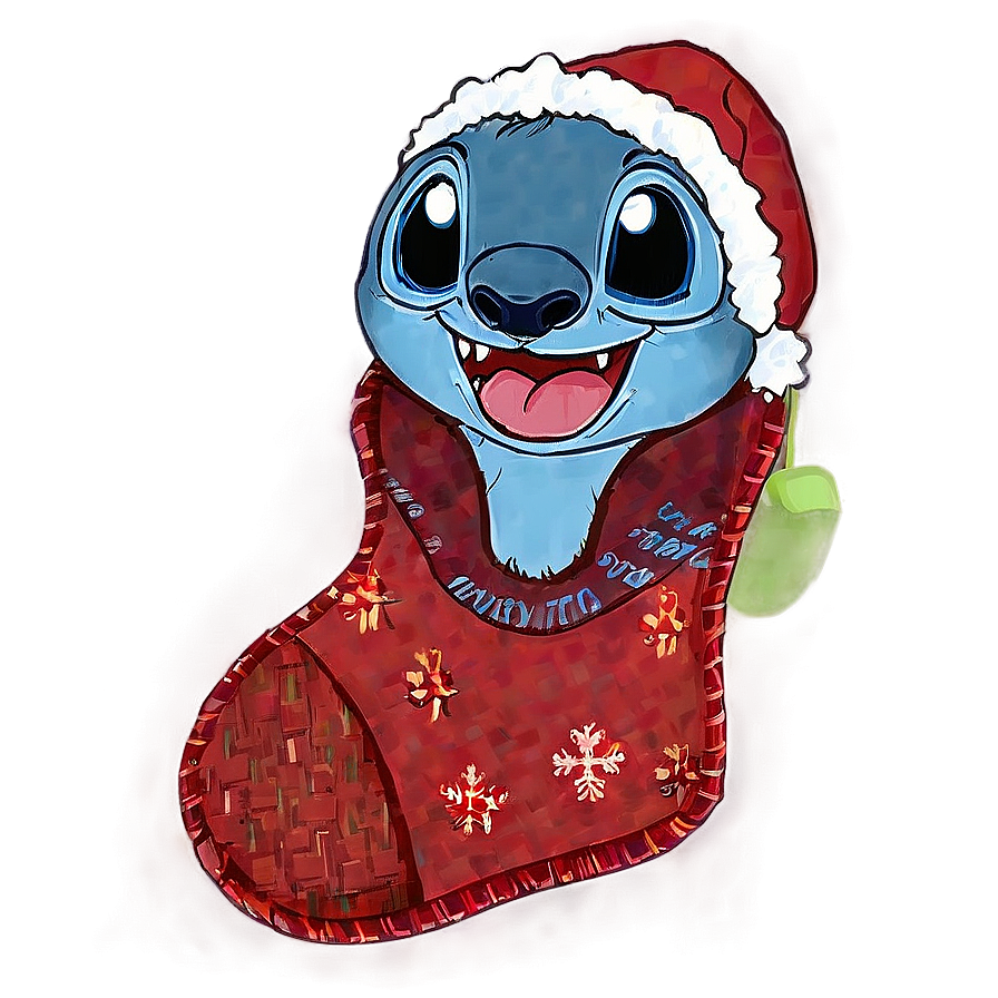 Stitch With Christmas Stocking Png Heb69