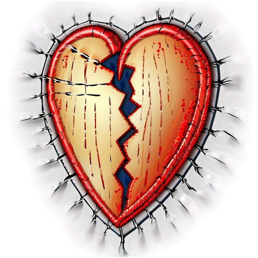 Stitched Broken Heart Png 05212024