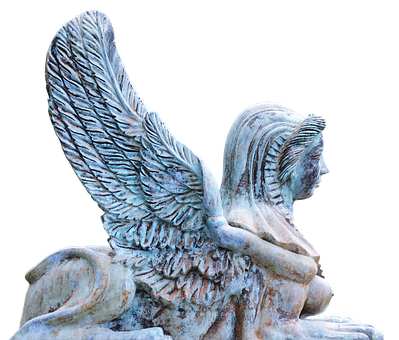 Stone Angel Sculpture Profile PNG with transparent background