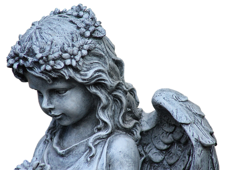 Stone Angel Statue Profile PNG with transparent background