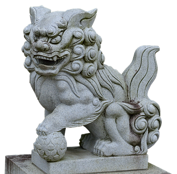 Stone Lion Statue Guardian Sculpture PNG with transparent background