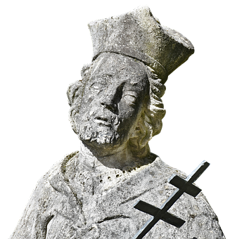 Stone Statueof Religious Figurewith Cross PNG with transparent background