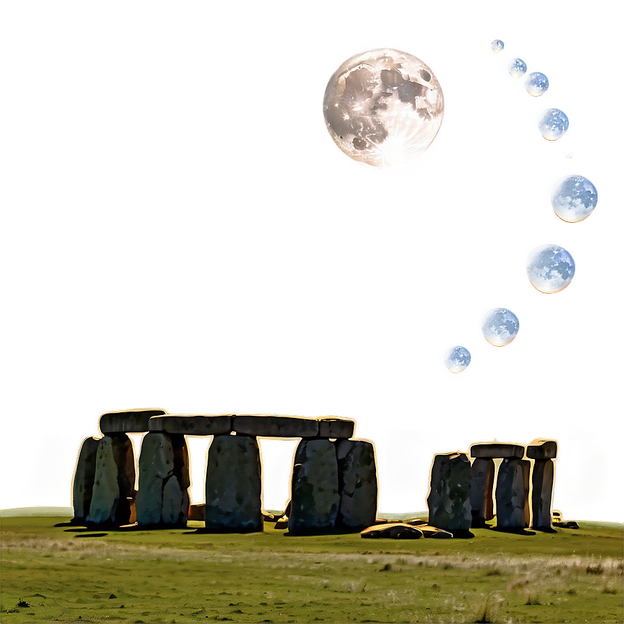 Stonehenge And The Harvest Moon Png Pip