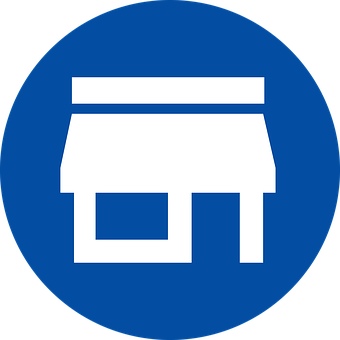 Storefront Icon Blue Circle Background