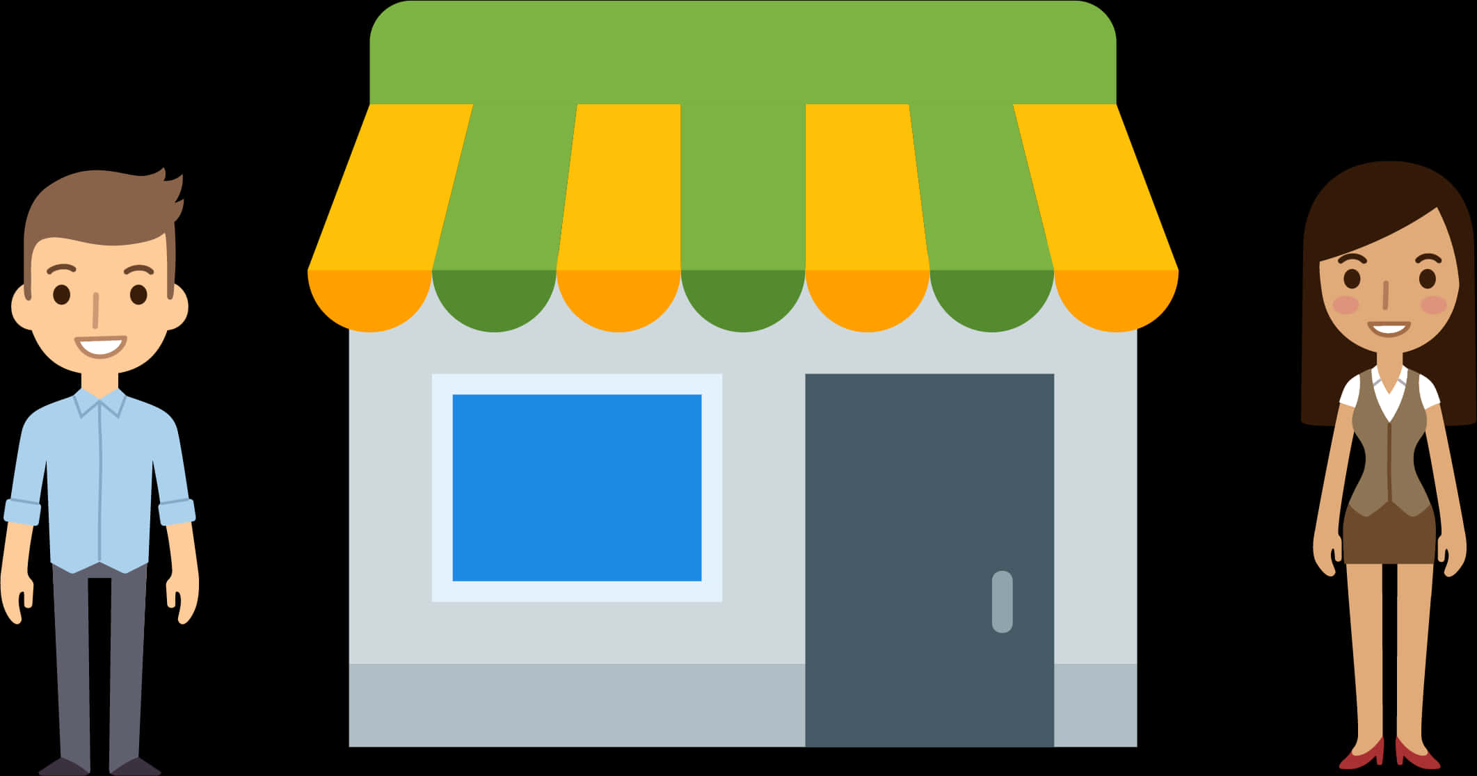 Storefrontwith Cartoon People PNG image with a transparent background, free high-resolution download