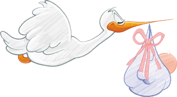 Stork Delivering Baby Bundle PNG with transparent background