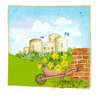Storybook Castle Illustration PNG with transparent background