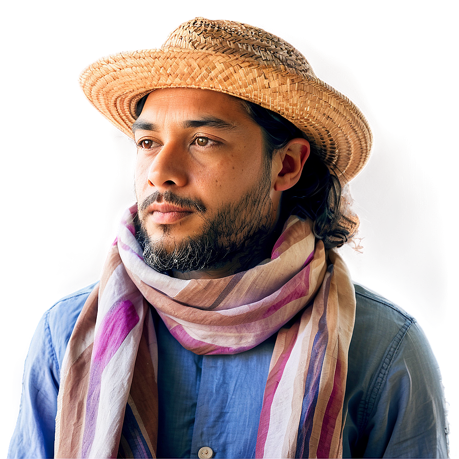 Straw Hat With Scarf Png 05252024