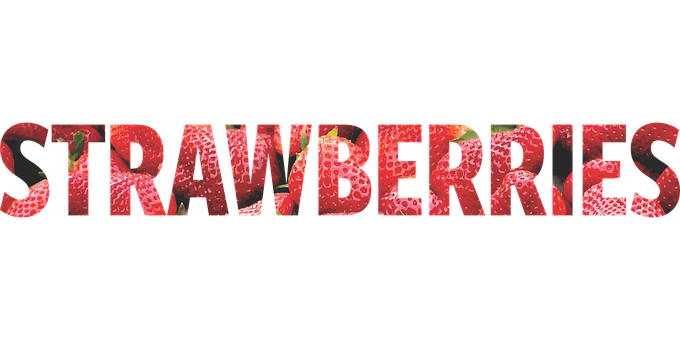 Strawberries Text Design PNG with transparent background